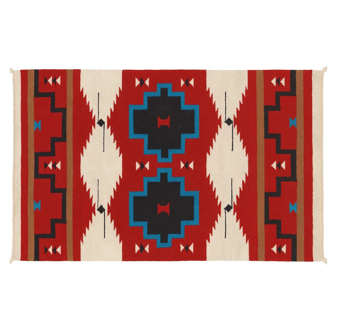 4×6 Ft Red Navajo Wool Kilim Rug Native American style Southwest Aztec Area Rug