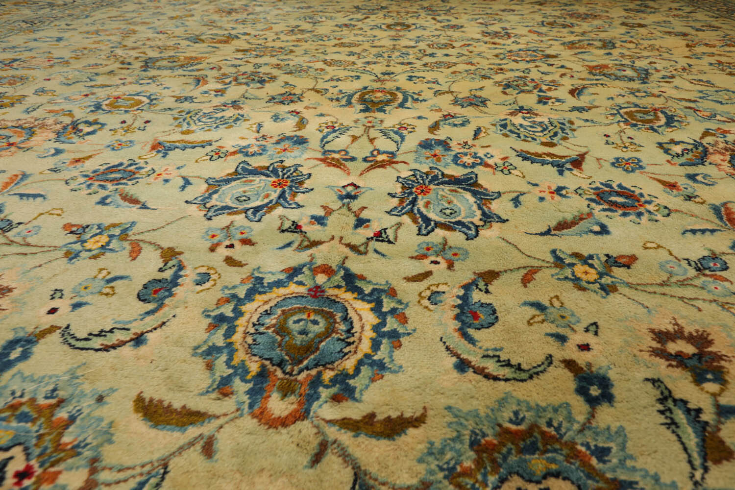 Antique Palace Hand Knotted 100% Wool Kashaan Traditional Area Rug Celadon