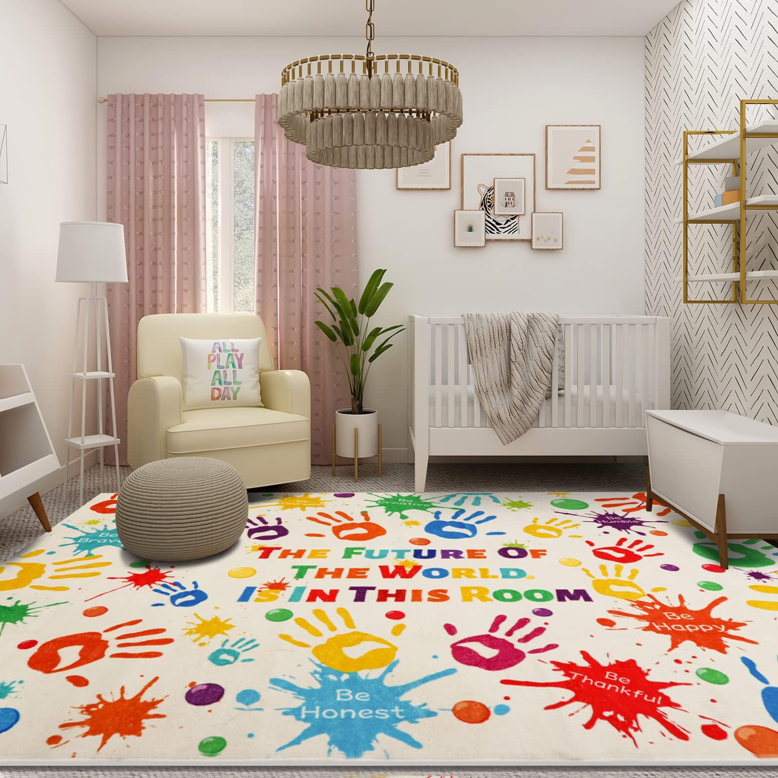 Kids Rug 78.7 X 59 Inch Washable Non-Slip Plush Area for Playroom – Soft Indoor