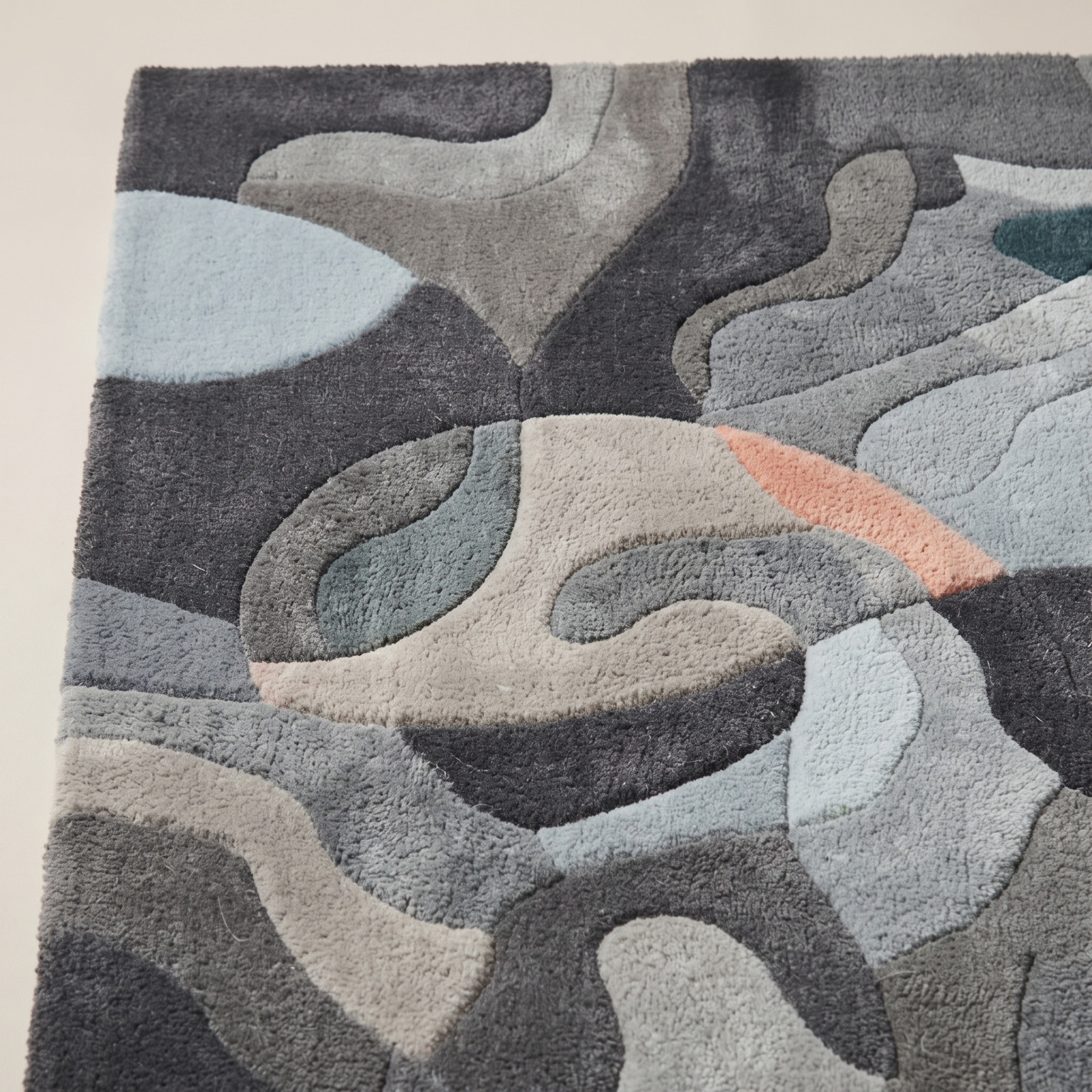 9×12 Hand Tufted Wool Area Rug Abstract Modern Design Gray Beige