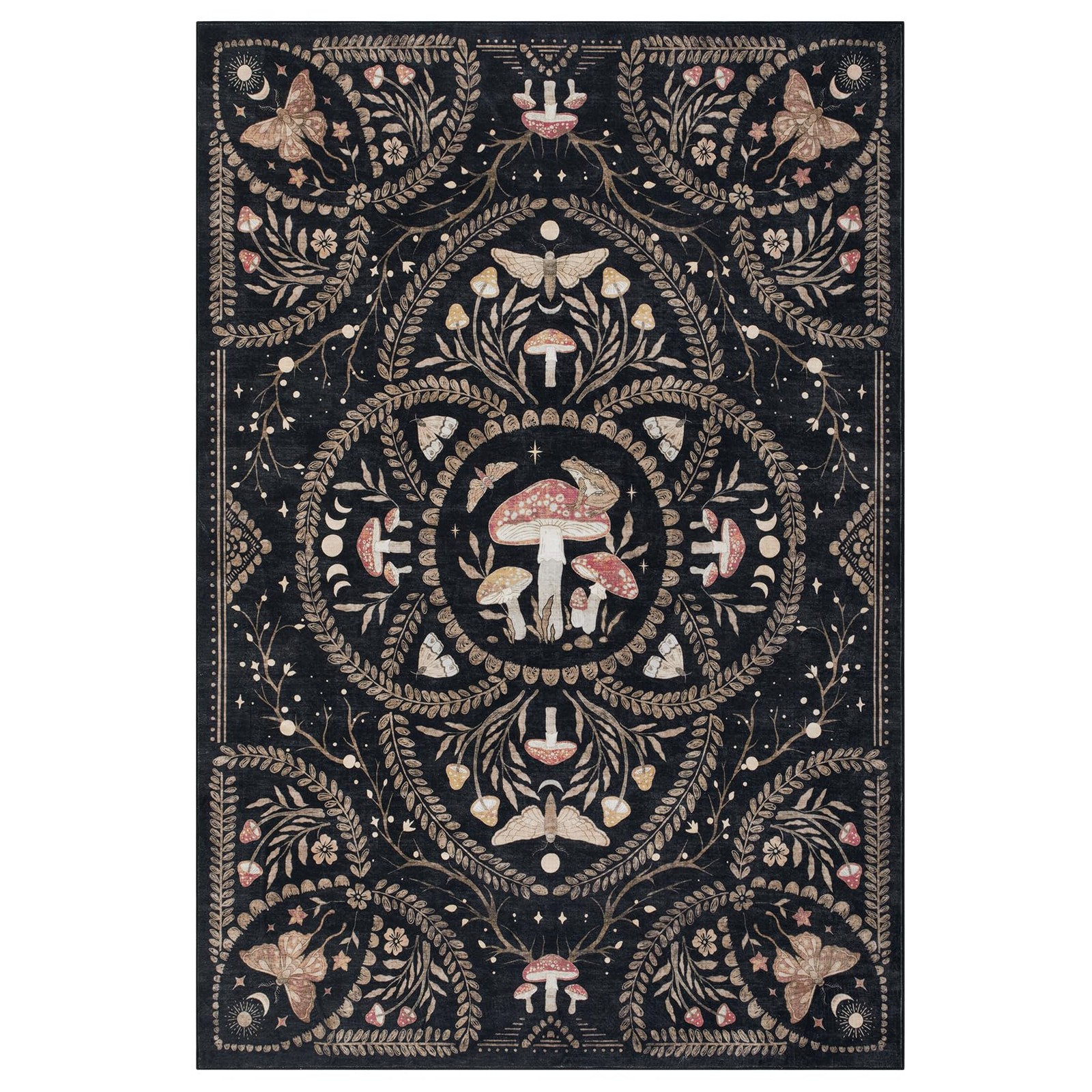 Gothic Mushroom 8X10 Area Rug, Non-Slip Washable Carpet for Living Room