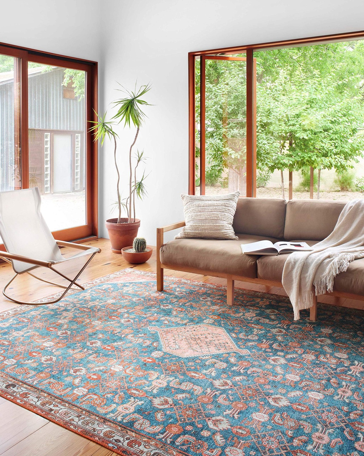 Layla Collection LAY-10 Marine/Clay 7′-6″ x 9′-6″ .13″ Thick Area Rug, Soft, …