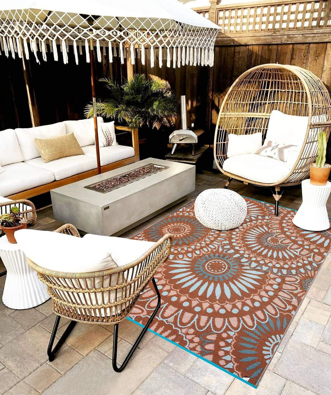 Reversible Outdoor Indoor Plastic Straw Rug Waterproof Patio Deck Mat 8x10ft