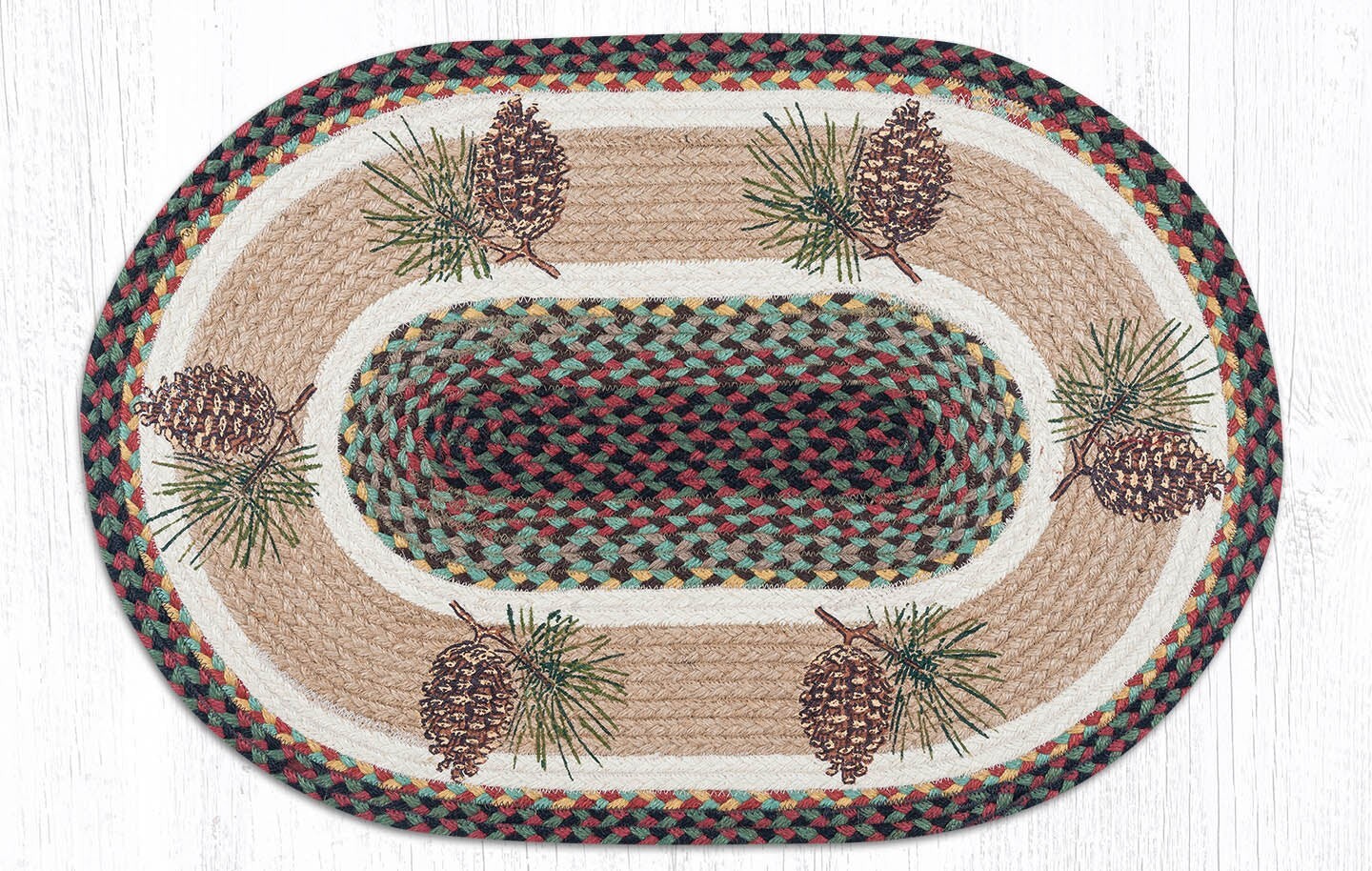 Pinecone Pine Cone Oval Rug 20″ x 30″, Earth Rugs, Country Farmhouse Cabin