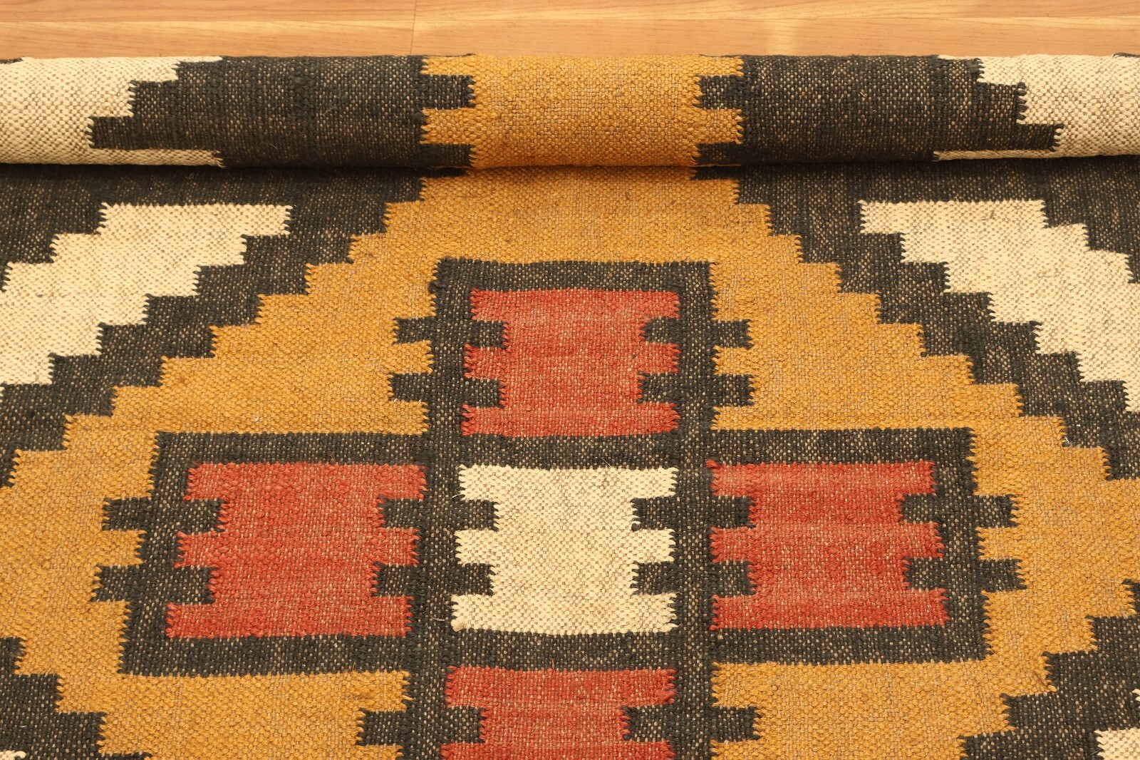 Large Wool Jute Area Rug 5×8 Kilim Rug – Beige Yellow Natural Wool Jute Hand