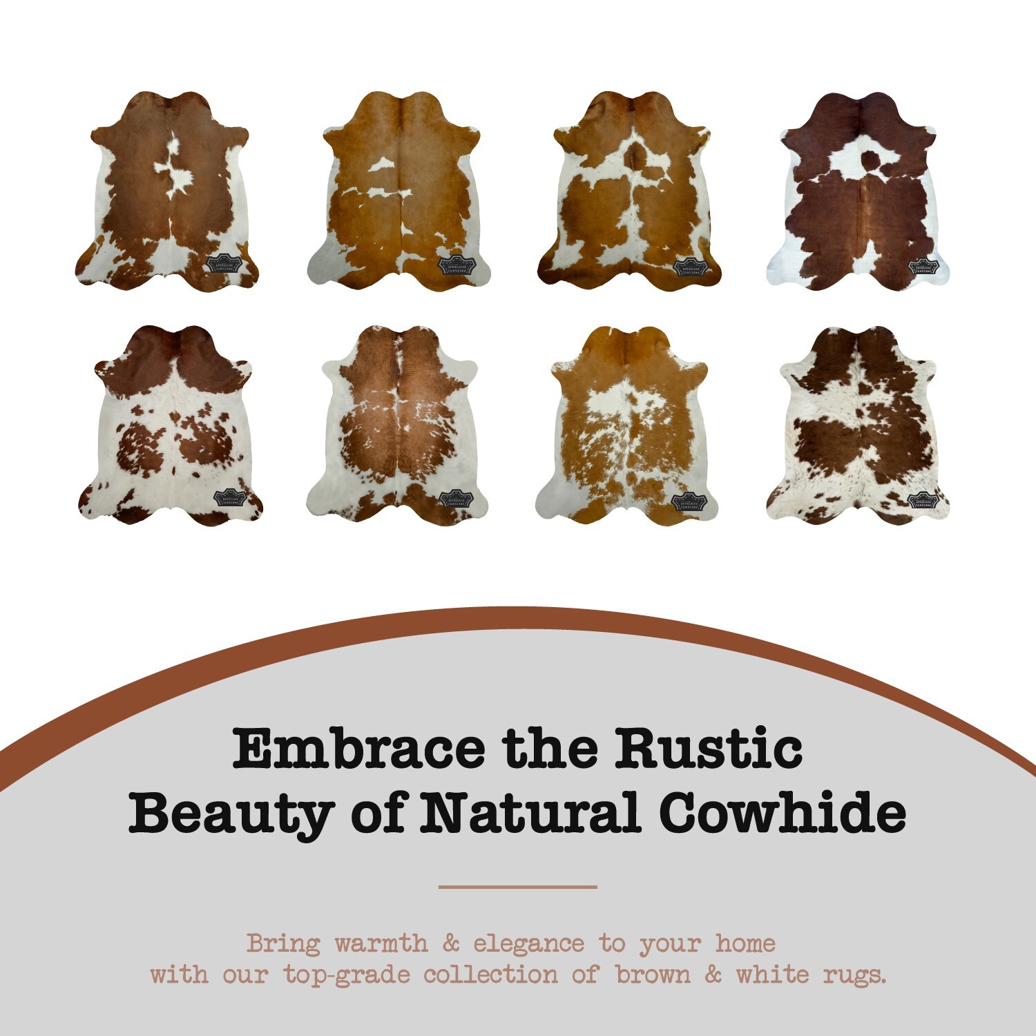 5×7 ft Chromatic Brown & white Cowhide Rug –100% Genuine Leather–Best Price