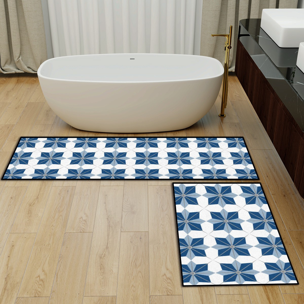 Set Kitchen Area Rug Vivid Color Printed Kitchen Rug Machine Washable Non-Slip