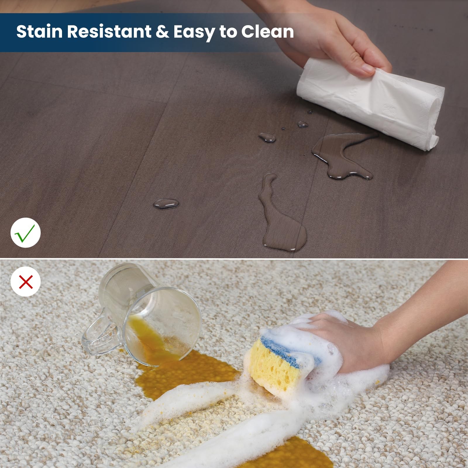 Area Mat for Hard Floors, 4’×6′ Semi-Clear Black Vinyl Floor Protector for Un…