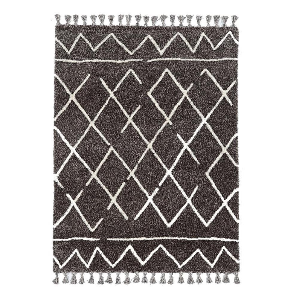 Linon Ibiza Zip Hand Tufted Microfiber Polyester 5’x7′ Rug in Gray