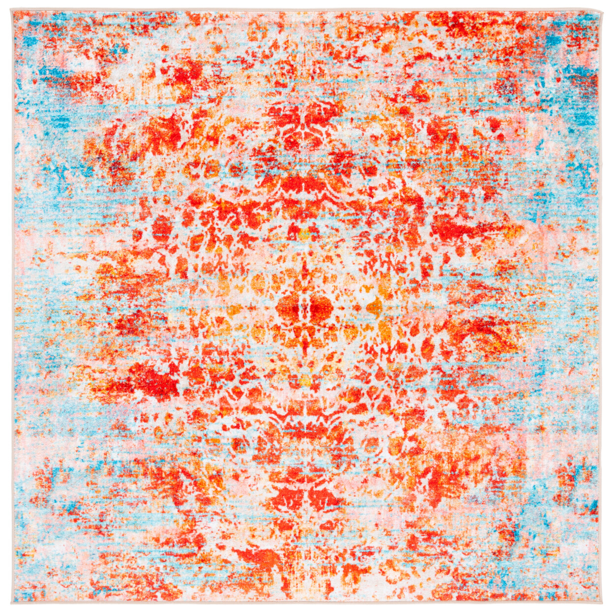 SAFAVIEH Bahia BAH164J Machine Washable Lt Blue / Red Rug
