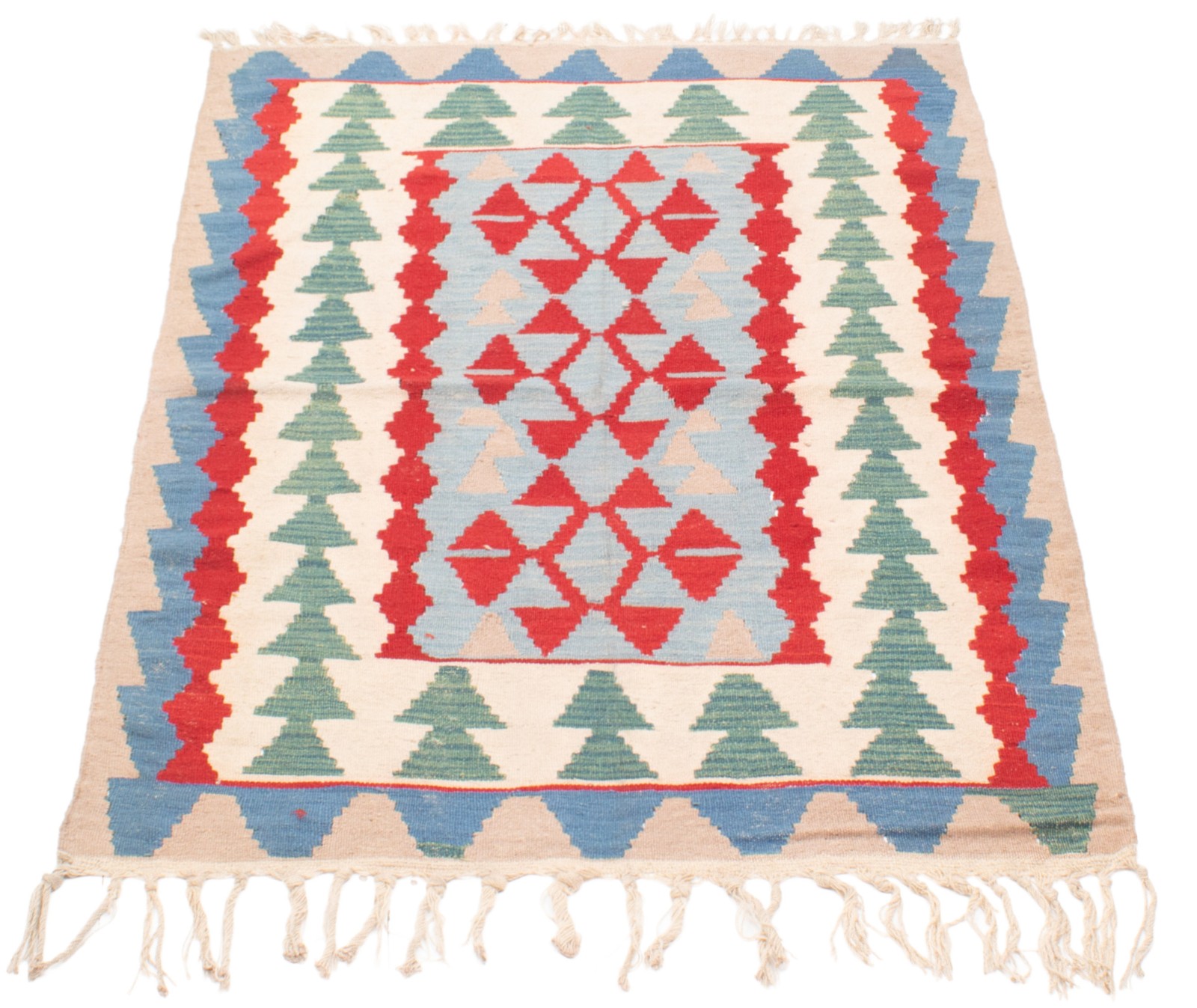 Vintage Hand Woven Area Rug 3’11” x 5’8″ Traditional Wool Oriental Carpet
