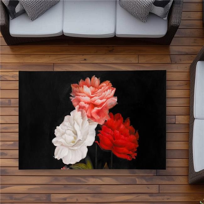 3×5 ft. Small Bundle of Roses – Romantic Coral Outdoor Area Rug – Rectangle