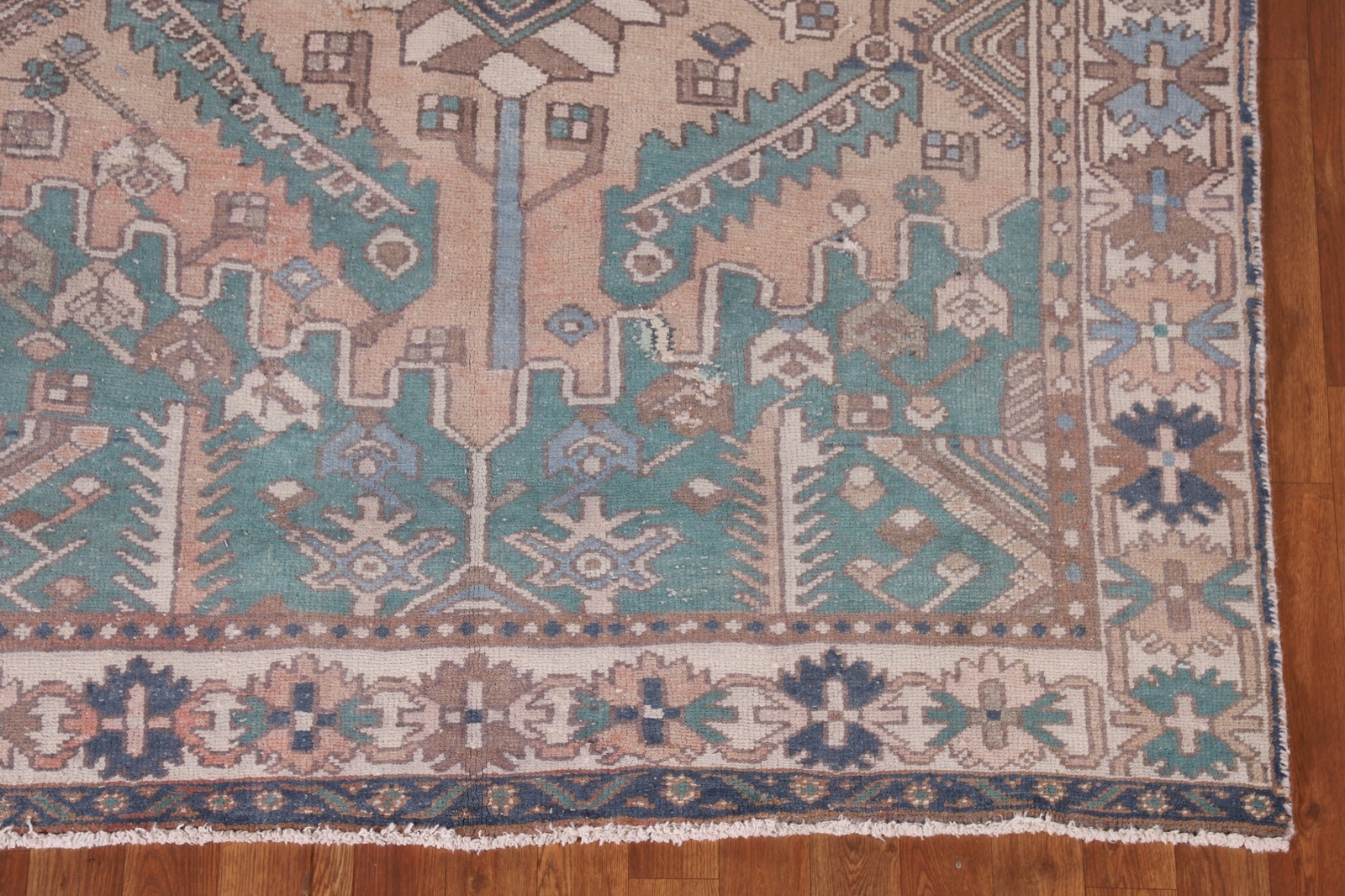Vintage Geometric Bakhtiari Rug Hand-knotted Wool 5×10 ft. Tribal Carpet