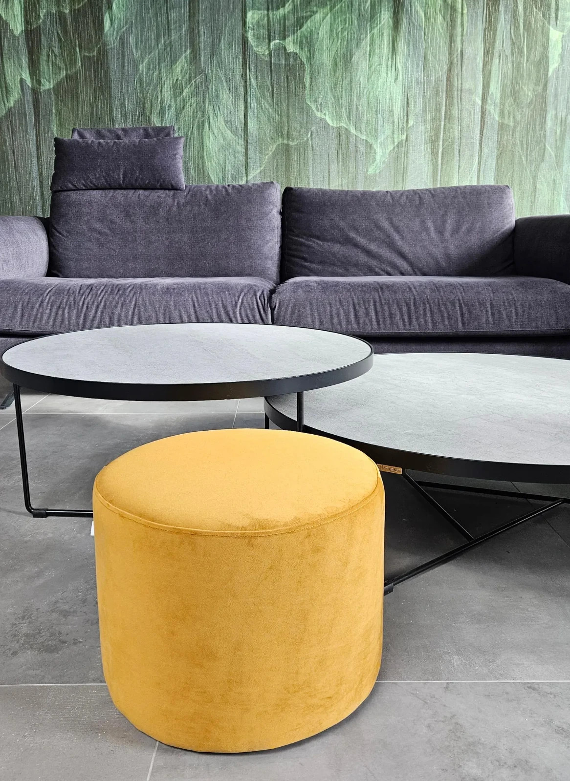Pouf Yellow mustard Pouf Handmade Velvet Pouf Ottoman, Modern Round Floor Pillow