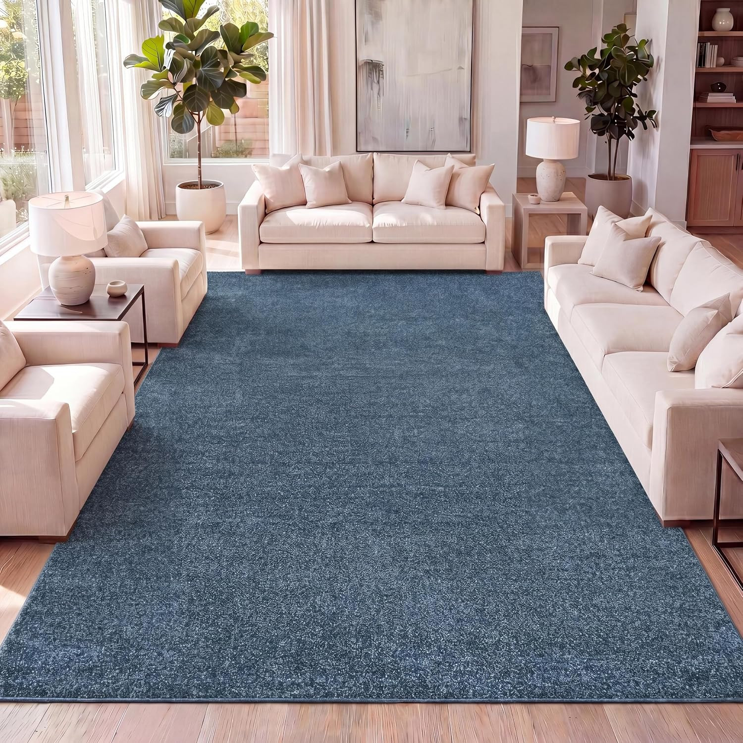 Haze Solid Low-Pile Turquoise Indoor Area Rug 3X5, Coastal,Bohemian,Minimalist,C