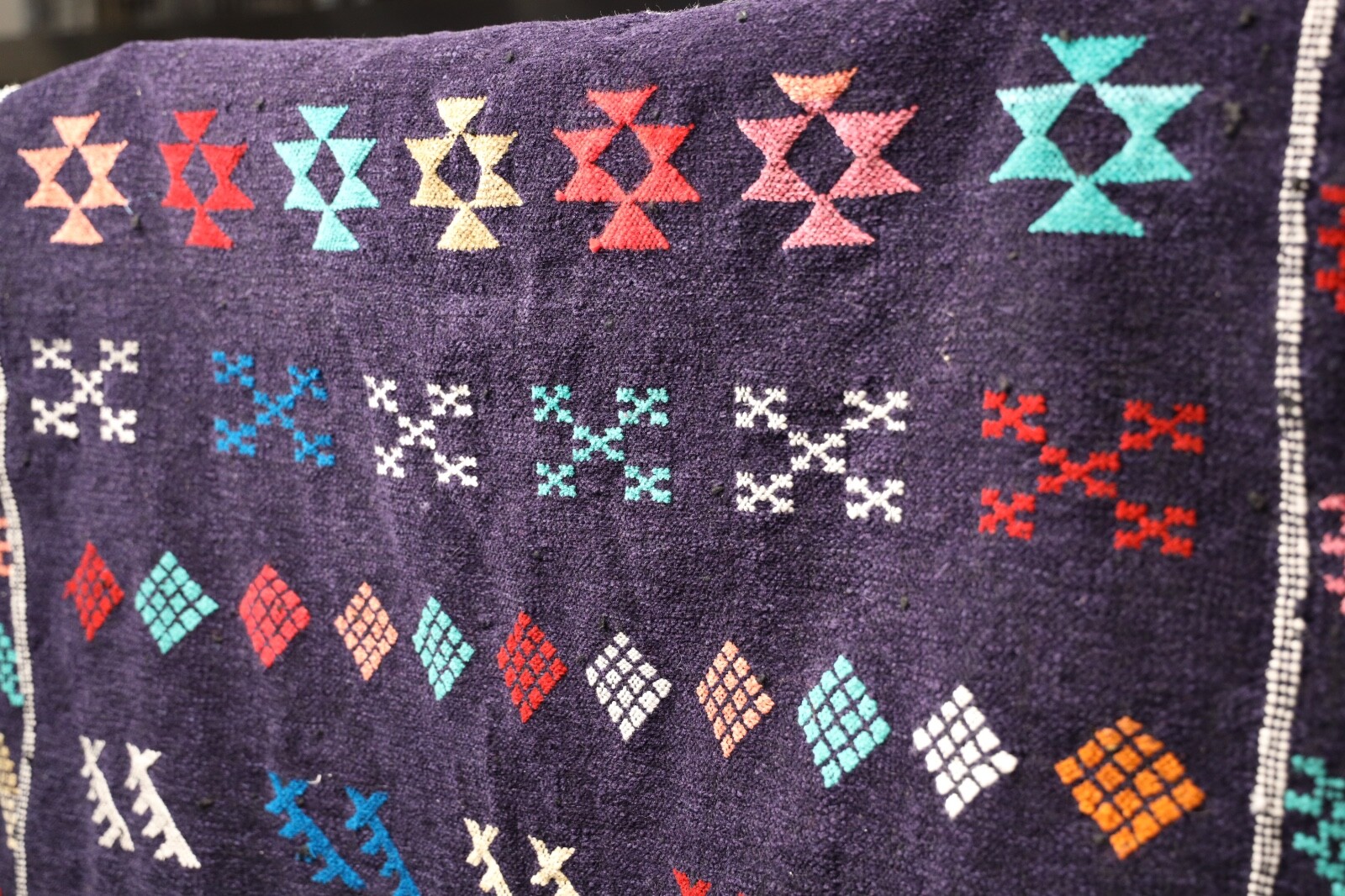 Vintage Moroccan Rug Handcrafted Kilim Wool Tribal Azilal Berber Rug Area Carpet