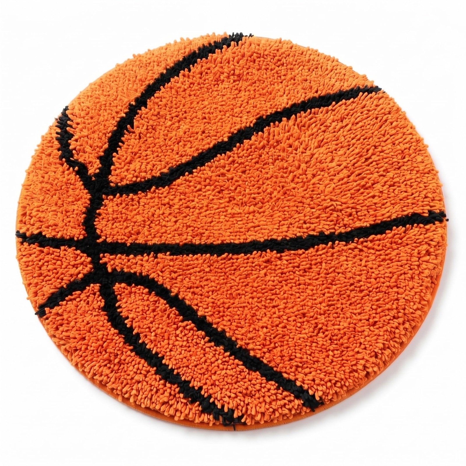 Basketball Rug Non Slip Soft Mat Washable Orange 25.5×25.5 Inch Area Decor