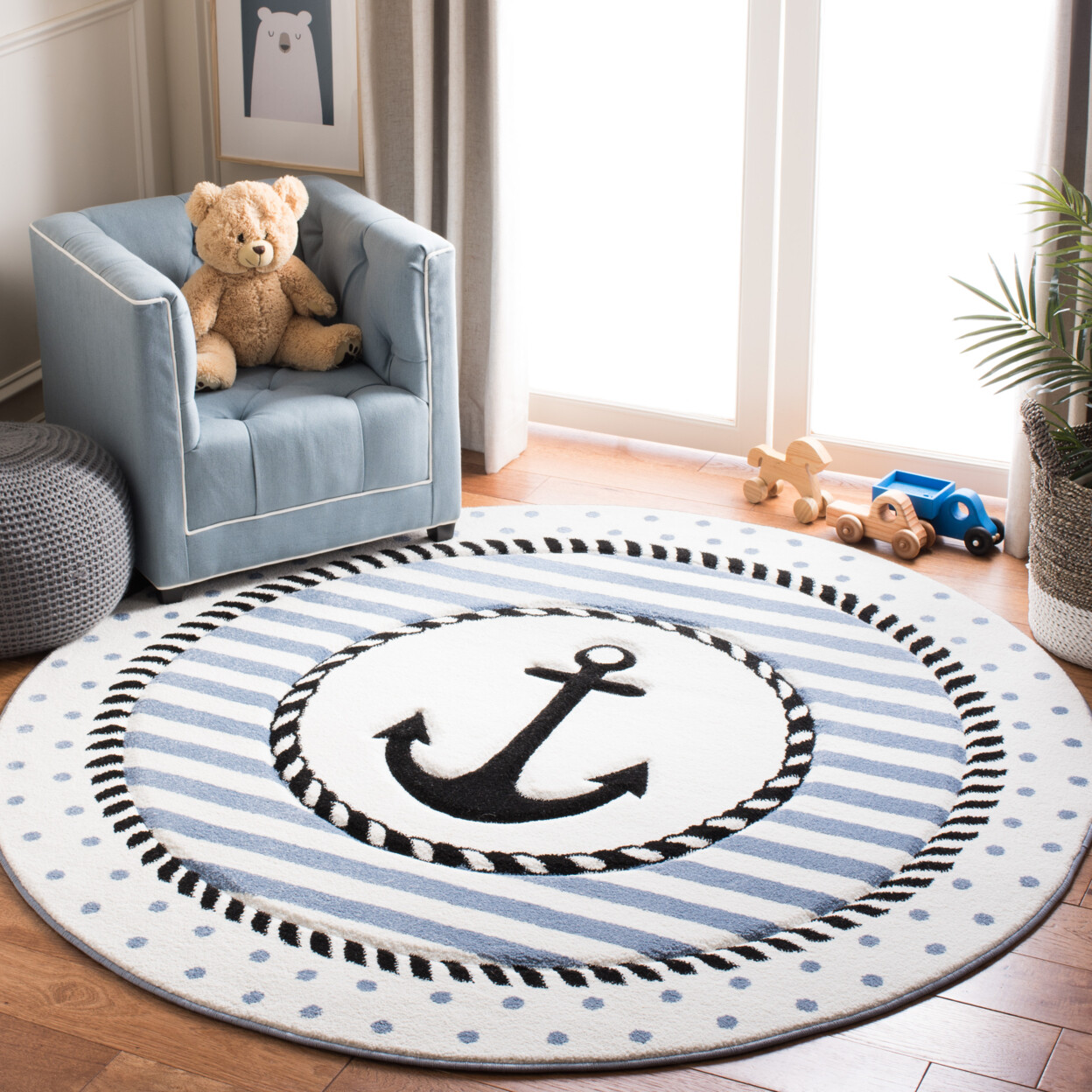 SAFAVIEH Carousel Kids Collection CRK124A Ivory/Navy Rug