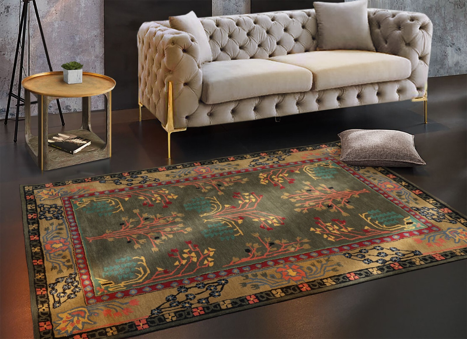 Donegal Arts & Crafts Handmade 100% Wool Area Rug Dark Gray/Green 8′ x 10′