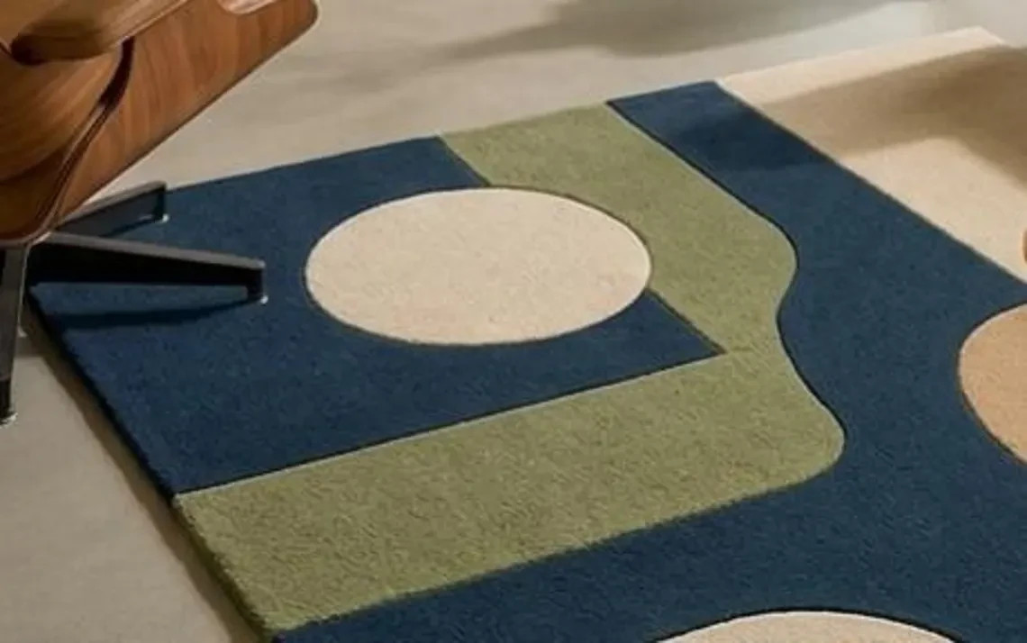 Handmade Tufted Rug, Modern Geometric Wool Area Rug, Abstract Living Room Carpet