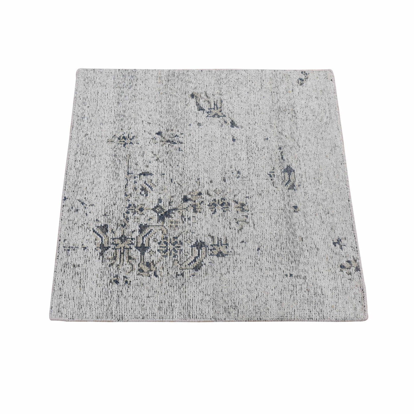 2’2″ x 2’2″ Ivory Modern Design Hand Loomed 100% Silk Zero Pile Mat Rug R80364