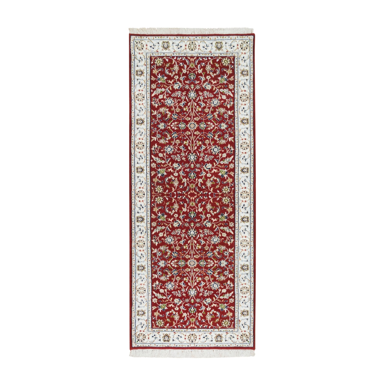 2’8″ x 6’8″ Red 250 KPSI Pure Wool Hand Knotted Nain Design Runner Rug R65379