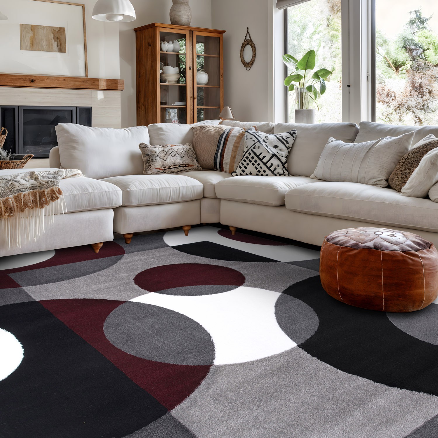 Rugshop Area Rug Modern Geometric Carpet Rugs for Dining Room Turkish Rugs 6×9