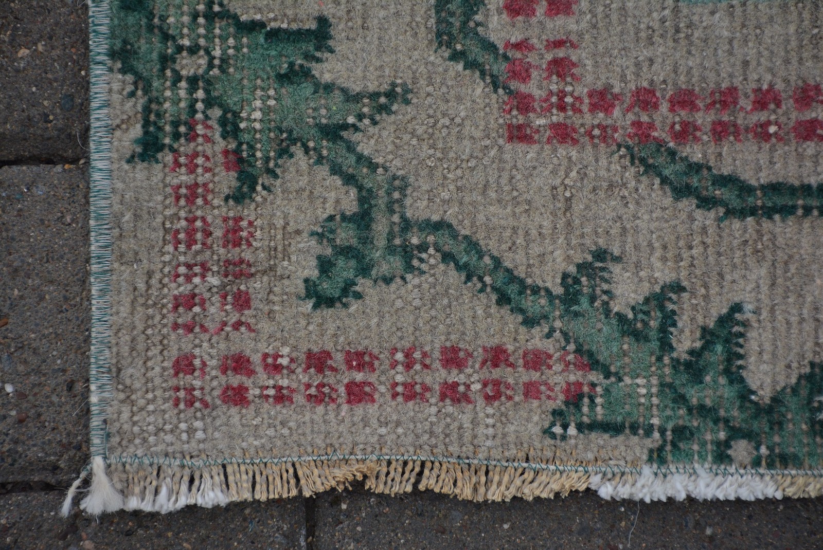 Turkish Vintage Area Rug 4,7×8 ft (144×245 cm), Green Moroccan Rug