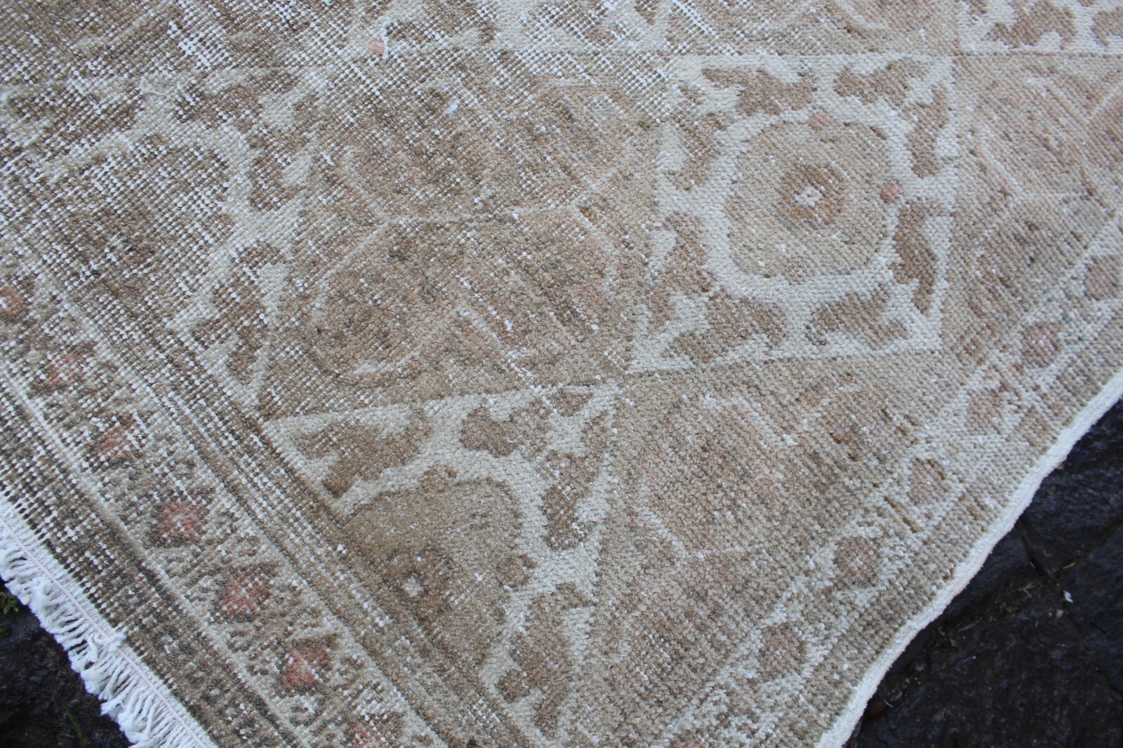 Vintage Handmade Turkish Oushak Bedroom Wool Area Rug Carpet, 8’2″x5’3″