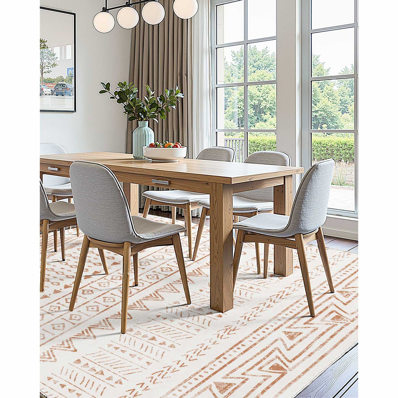 Uimoso Area Rug 5 ft x 5 ft Large Carpet Non Slip Indoor Mat Bedroom Living Room