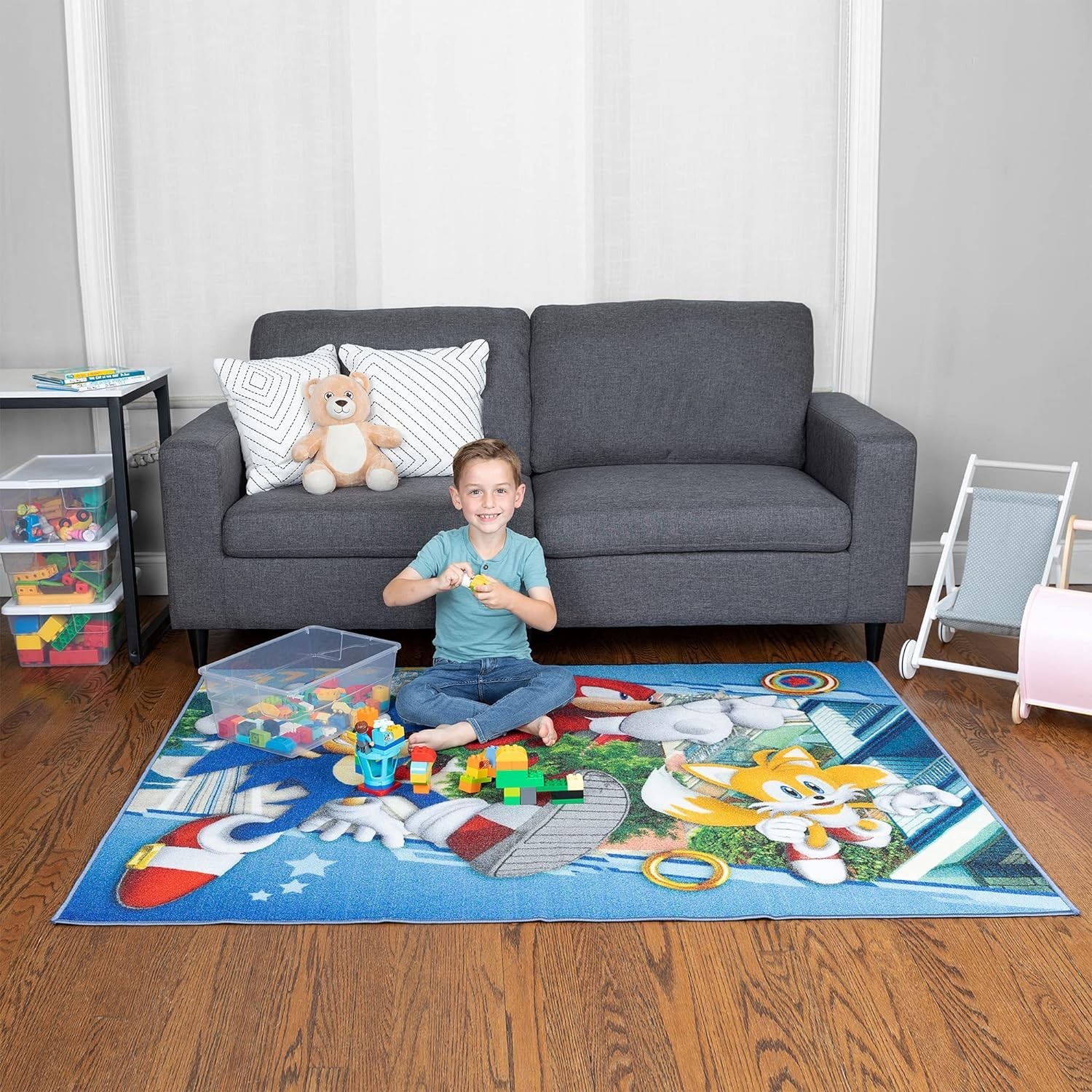 Kids Room Non Slip Area Rug, 69 in x 52 in, Sonic The Hedgehog