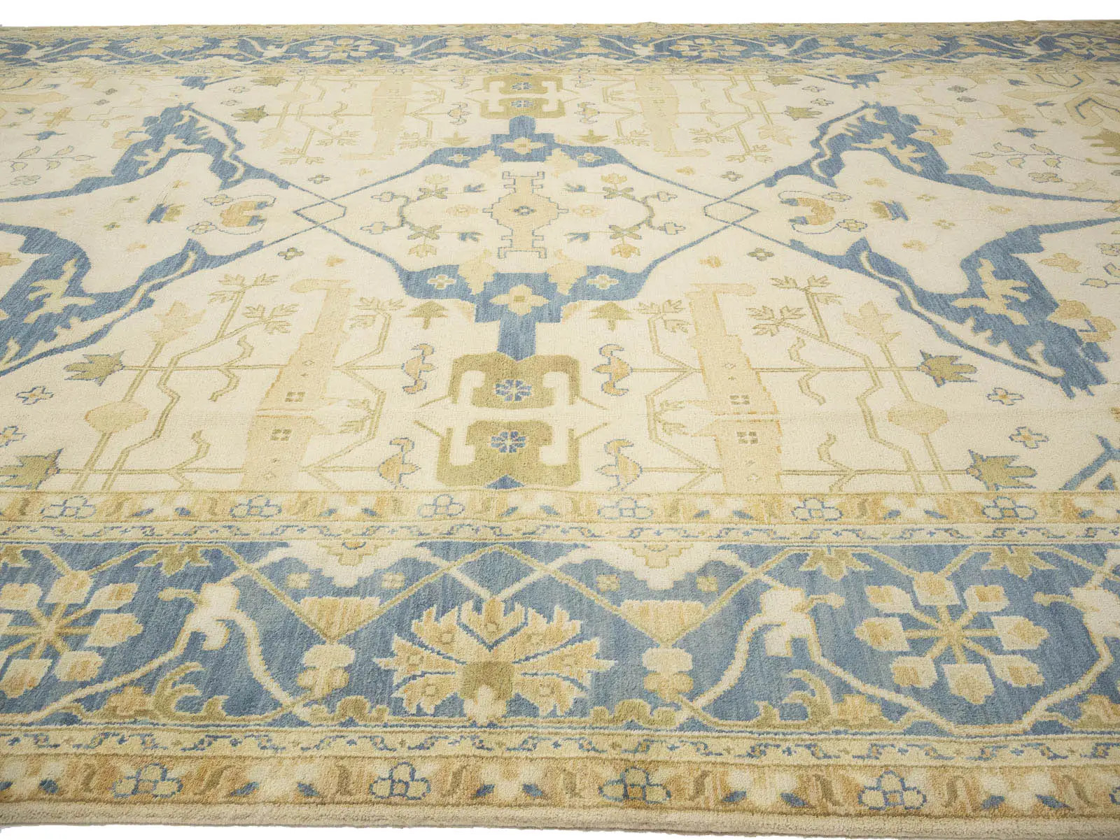 13×20 ft Handmade Oushak Floral Wool Rug Rare Size Oriental Carpet Living Room