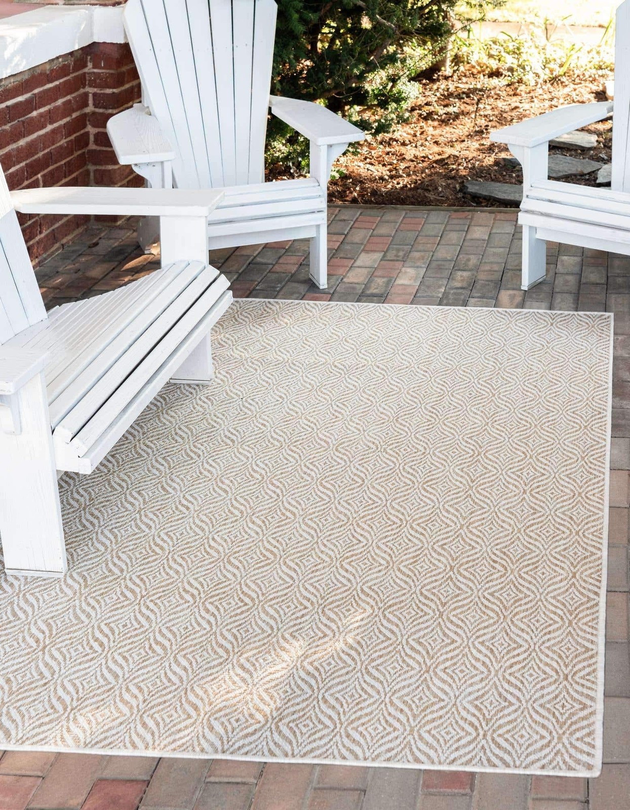 Outdoor Trellis Collection Area Rug – Deco Trellis (9′ x 12′ Rectangle, Taupe…