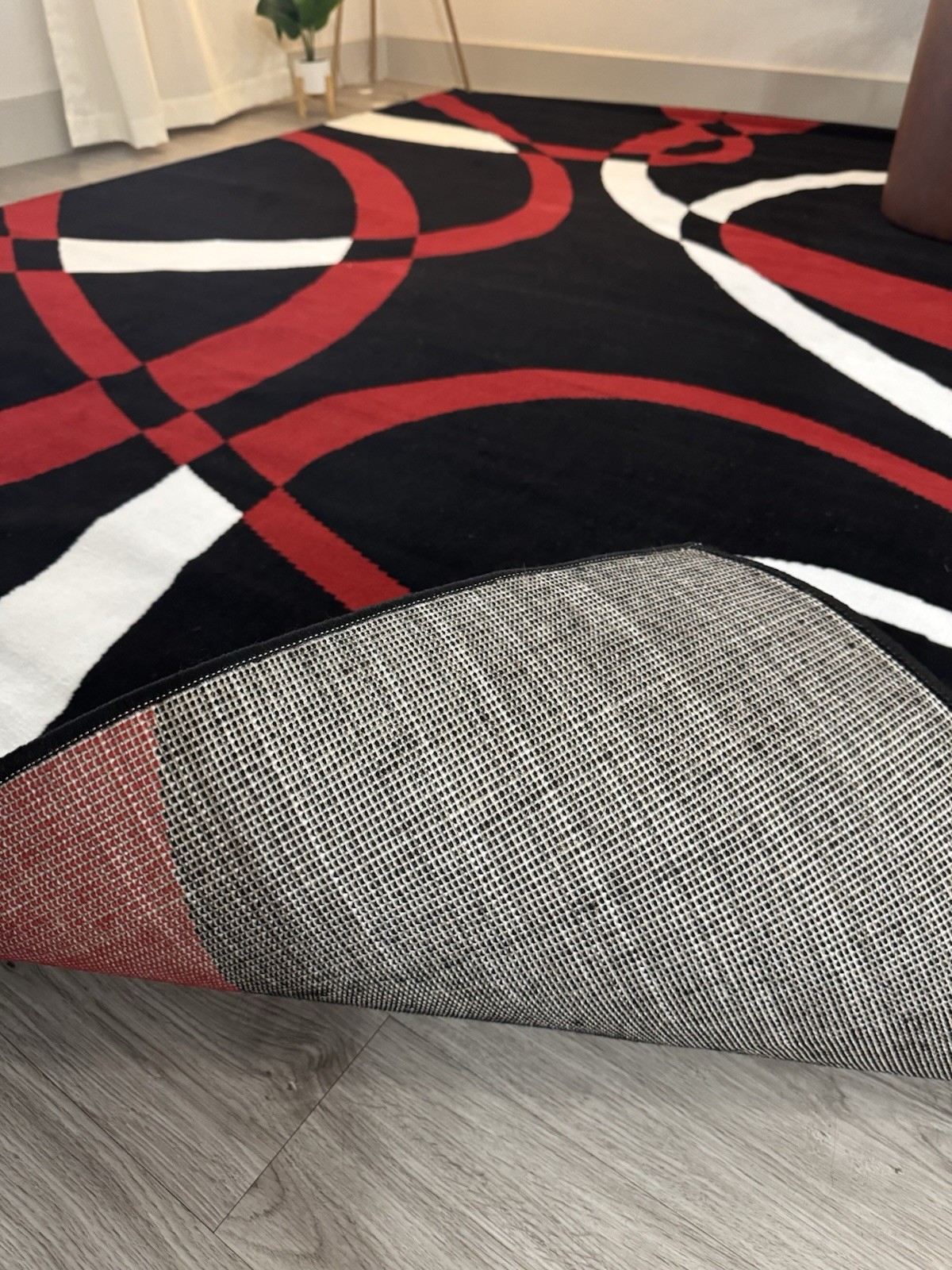 Large Contemporary Area Rugs Carpet Living Room Rugs 5’x7’ Black/Red