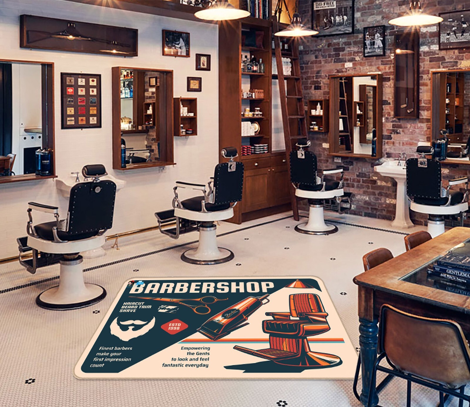 3D Orange Seat P307 Barber Shop Non Slip Rug Mat Elegant Photo Carpet Panda