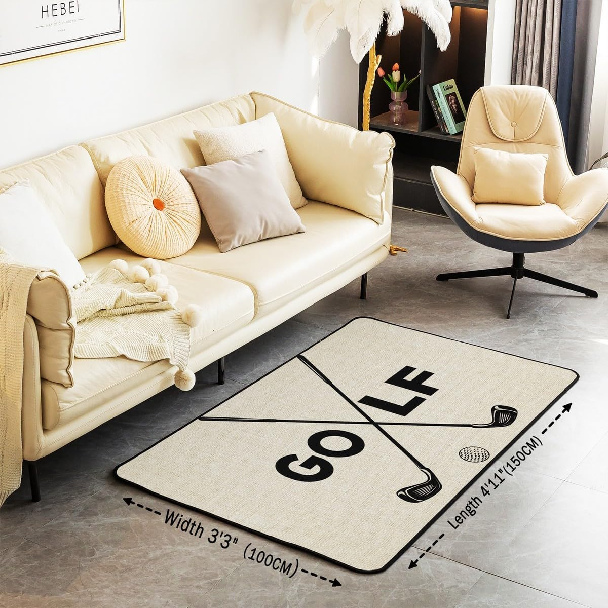 Golf Club Area Rug for Bedside,Boys Teens Ball Game Lover Non Shedding Living Ro