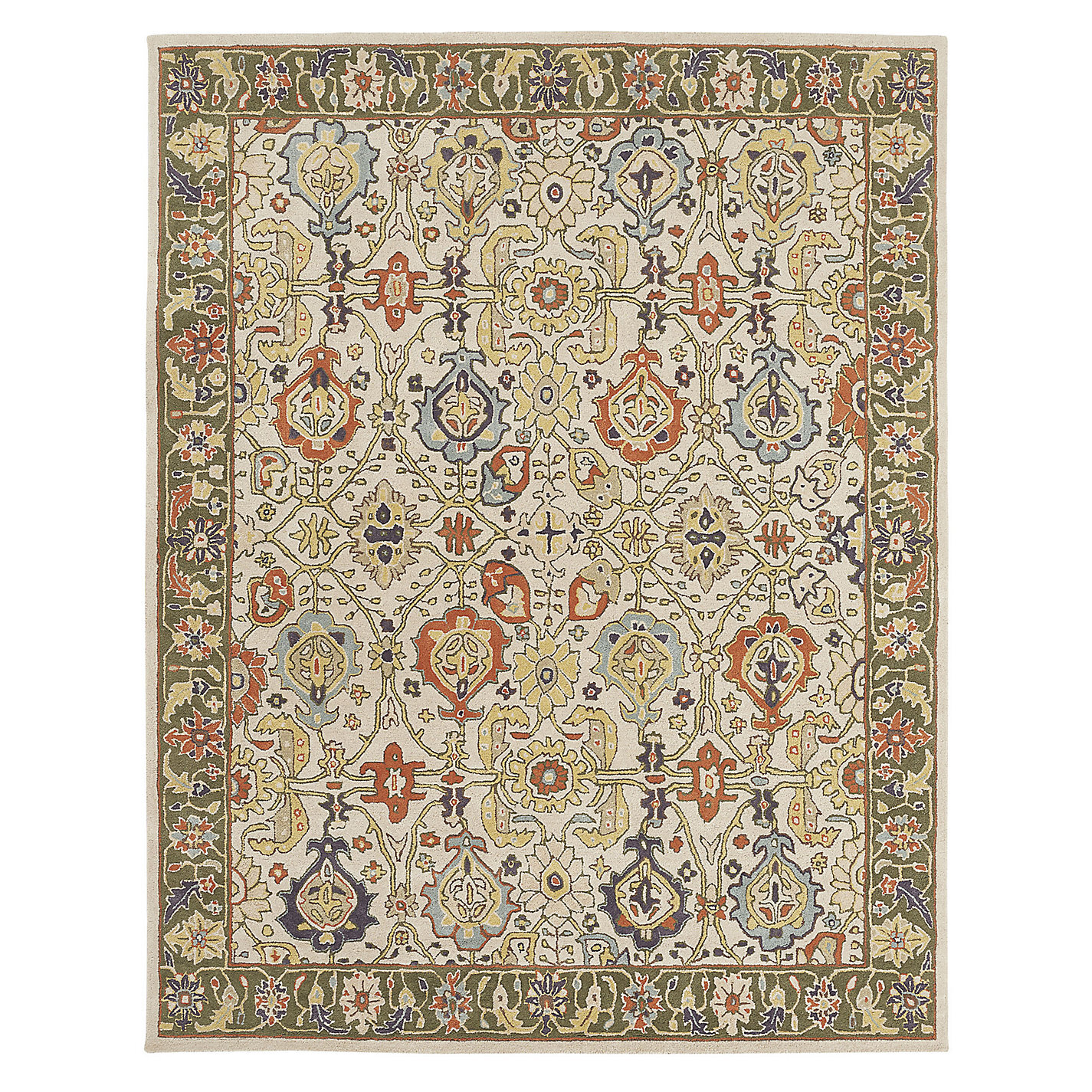 Carli Wool Tufted Area Rug, Floral Medallion Design in Cinnamon and Butterscotch