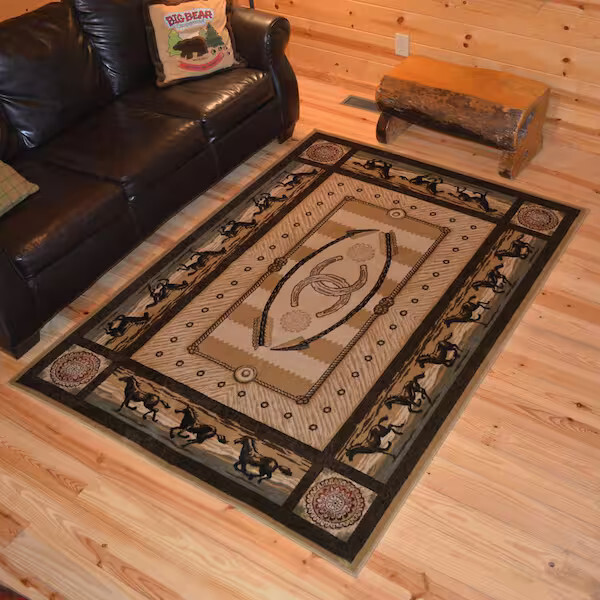 5’3″ x 7’3″ Horse Western Rustic Lodge Cabin Area Rug