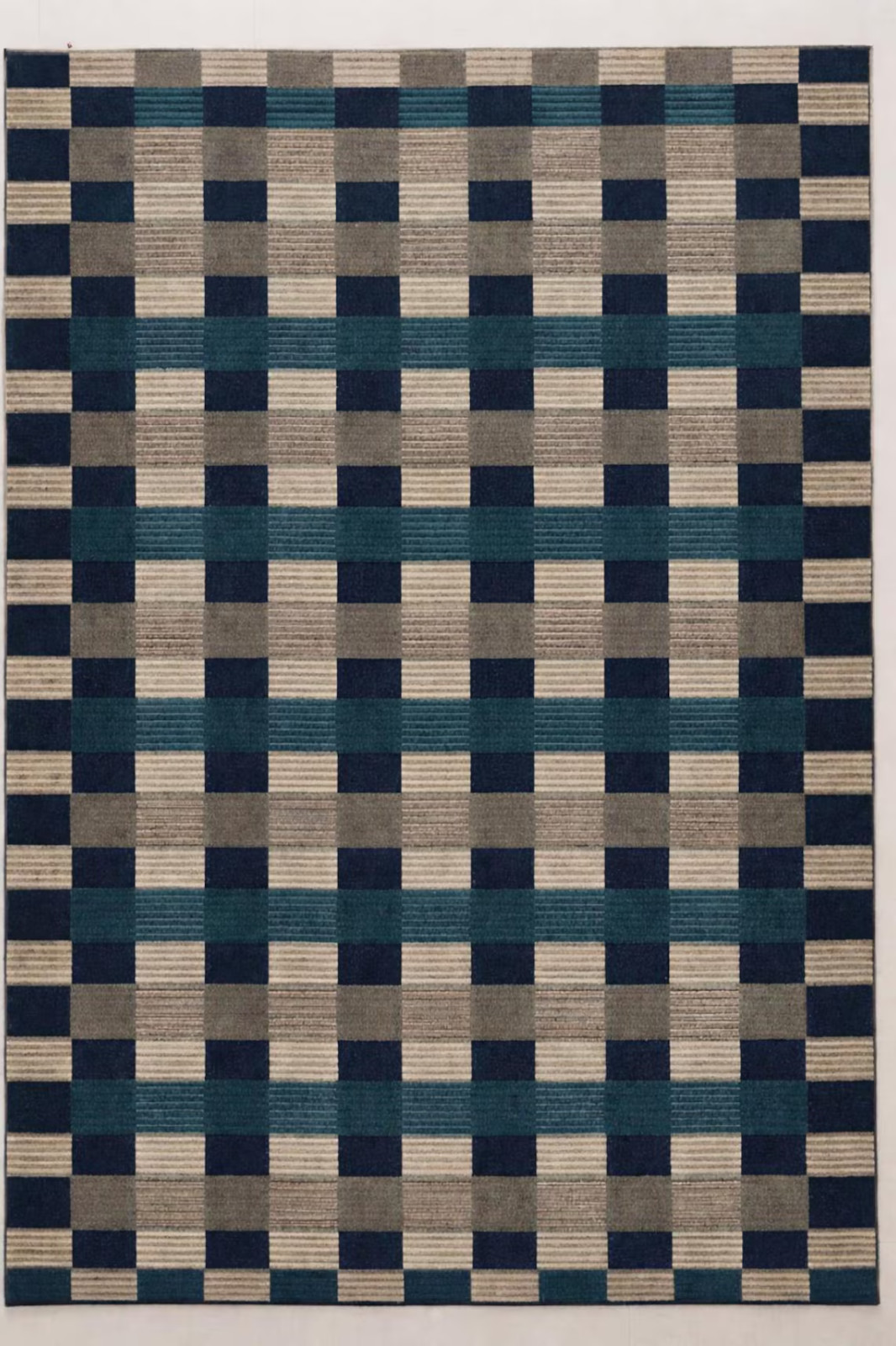 Hand Tufted Wool Rug, Modern Abstract Area, Teal Beige Living Room Home Carpet
