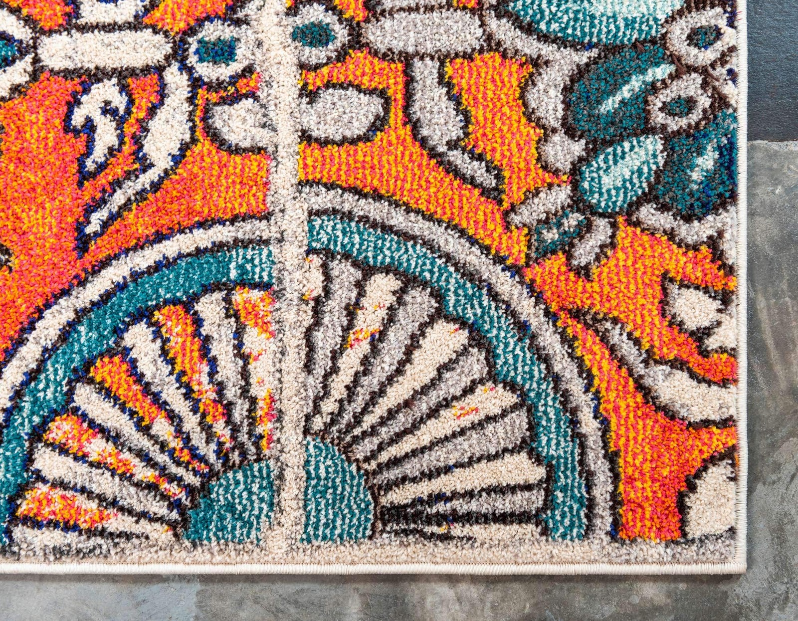 Unique Loom Estrella Collection Floral Geometric Vibrant Modern Abstract Area