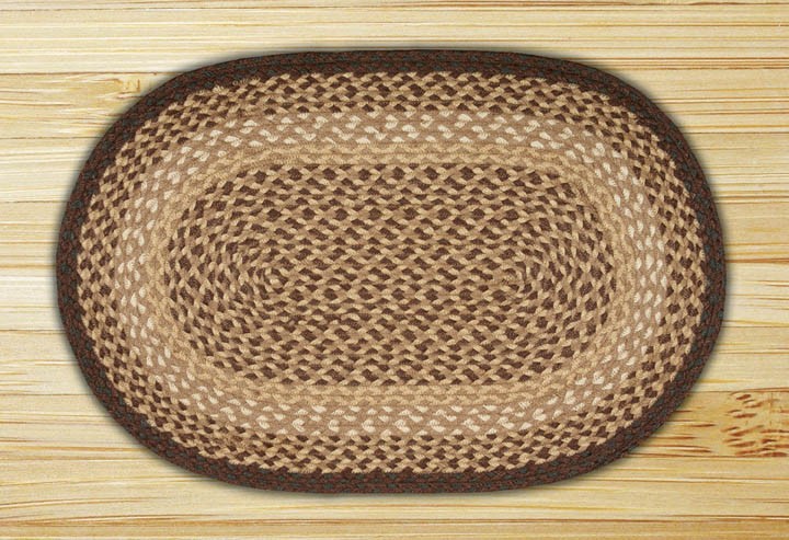 Earth Rugs C-17 Chocolate Natural Oval Braided Rug 5 Feet x 8 Feet