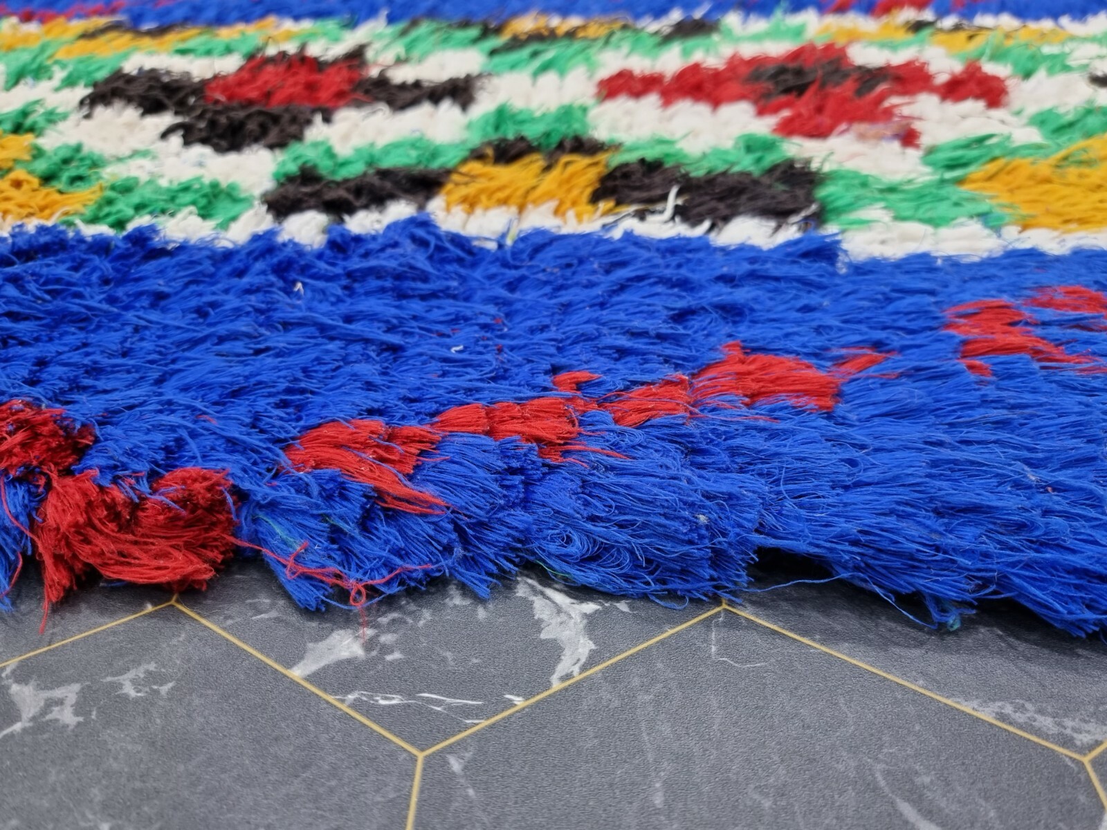 Moroccan Handmade Vintage Rug 2’2″x11′ Berber Geometric Blue Green Carpet
