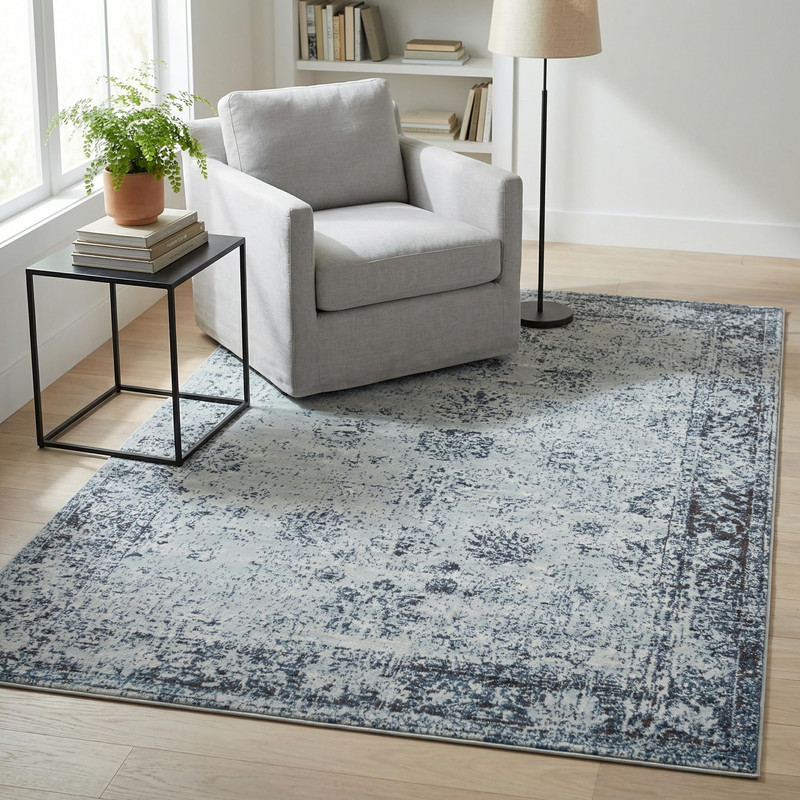 Unique Loom Sofia Collection Area Rug – Casino 5 3 X 8 Rectangle Light Blue/