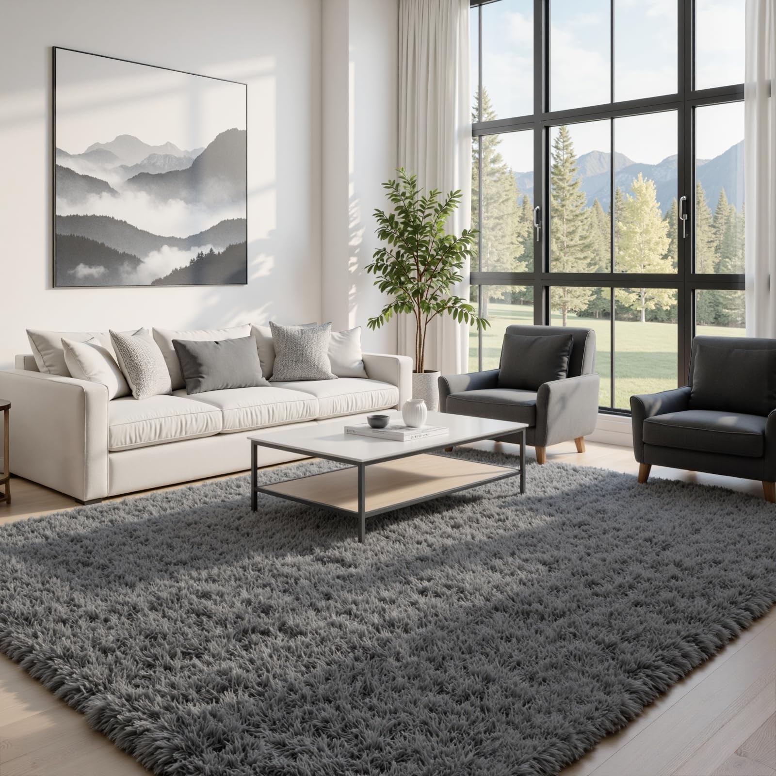 8×10 Area Rugs for Living Room: Ultra Soft 8′ x 10′ (Rectangular), Grey