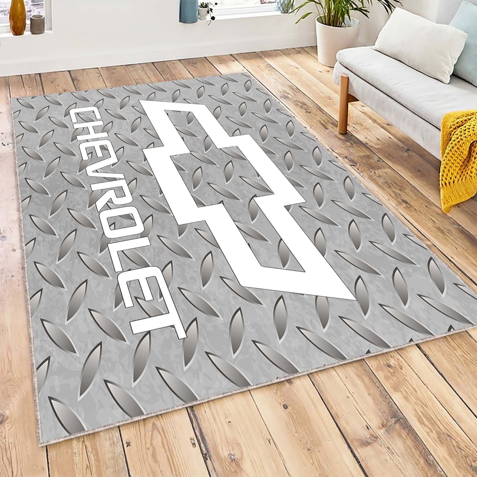 Chevrolet Garage Rug, Chevy Logo Floor Mat, Industrial Style Rug, Pickup Truck