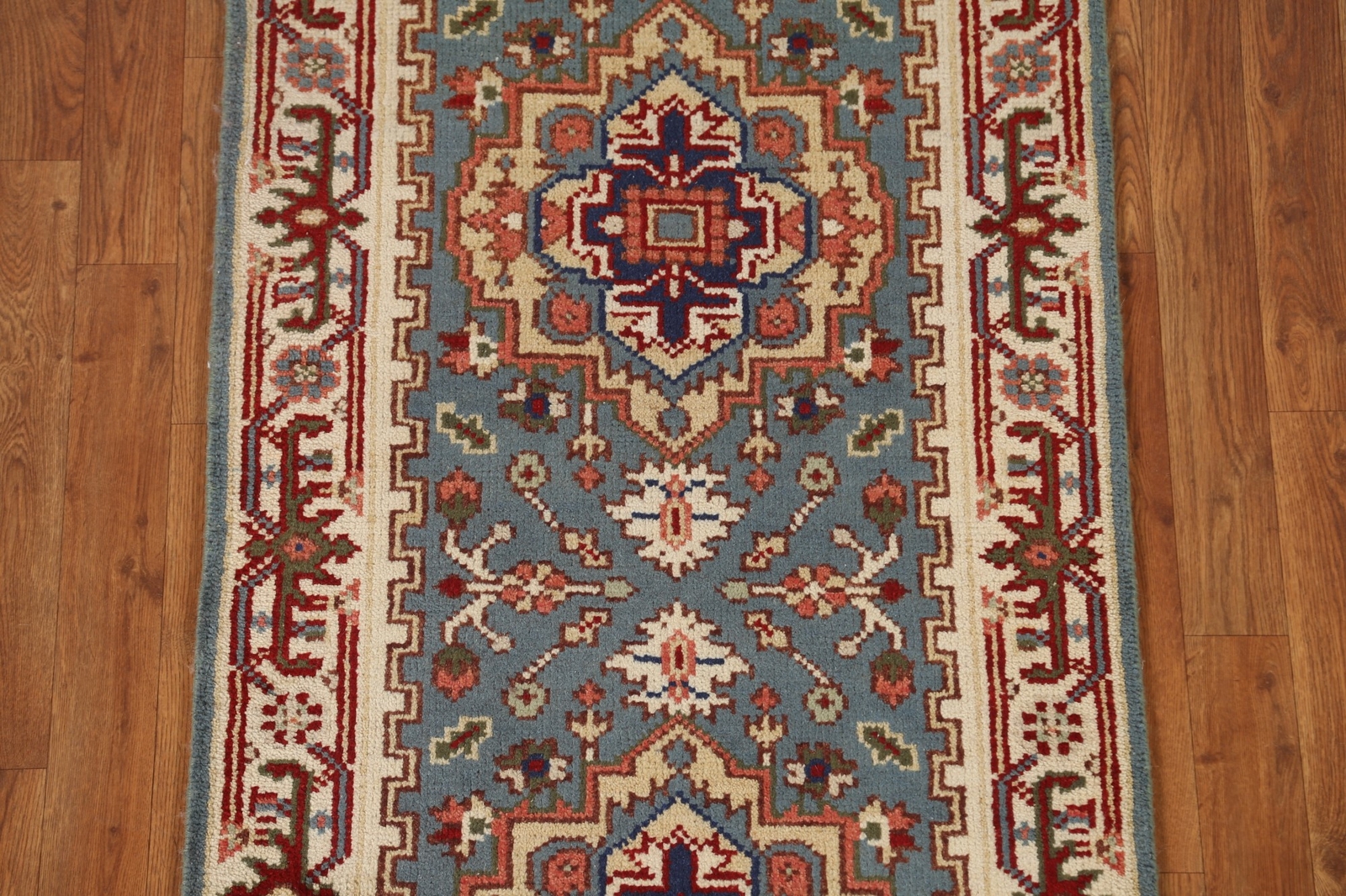 Timeless Charm Heriz Serapi Indian Hand-Knotted Hallway Runner Rug 3×8 ft