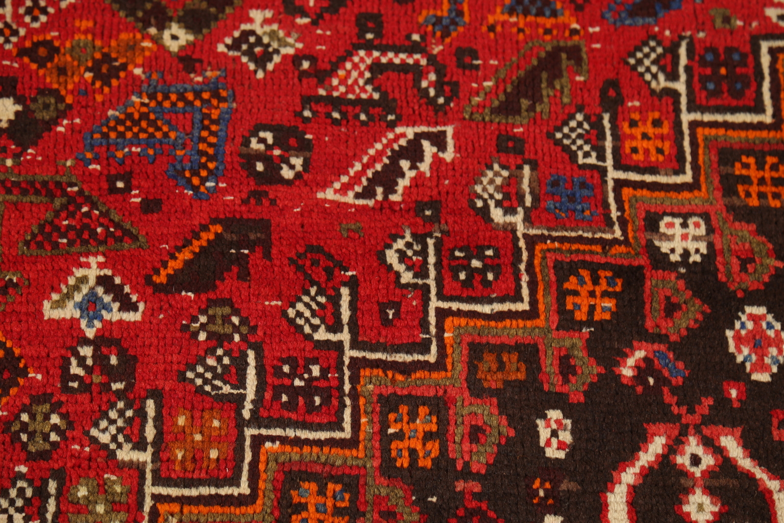 Tribal Geometric Traditional Hand-knotted Red Wool Area Rug Nomadic Carpet 6×8