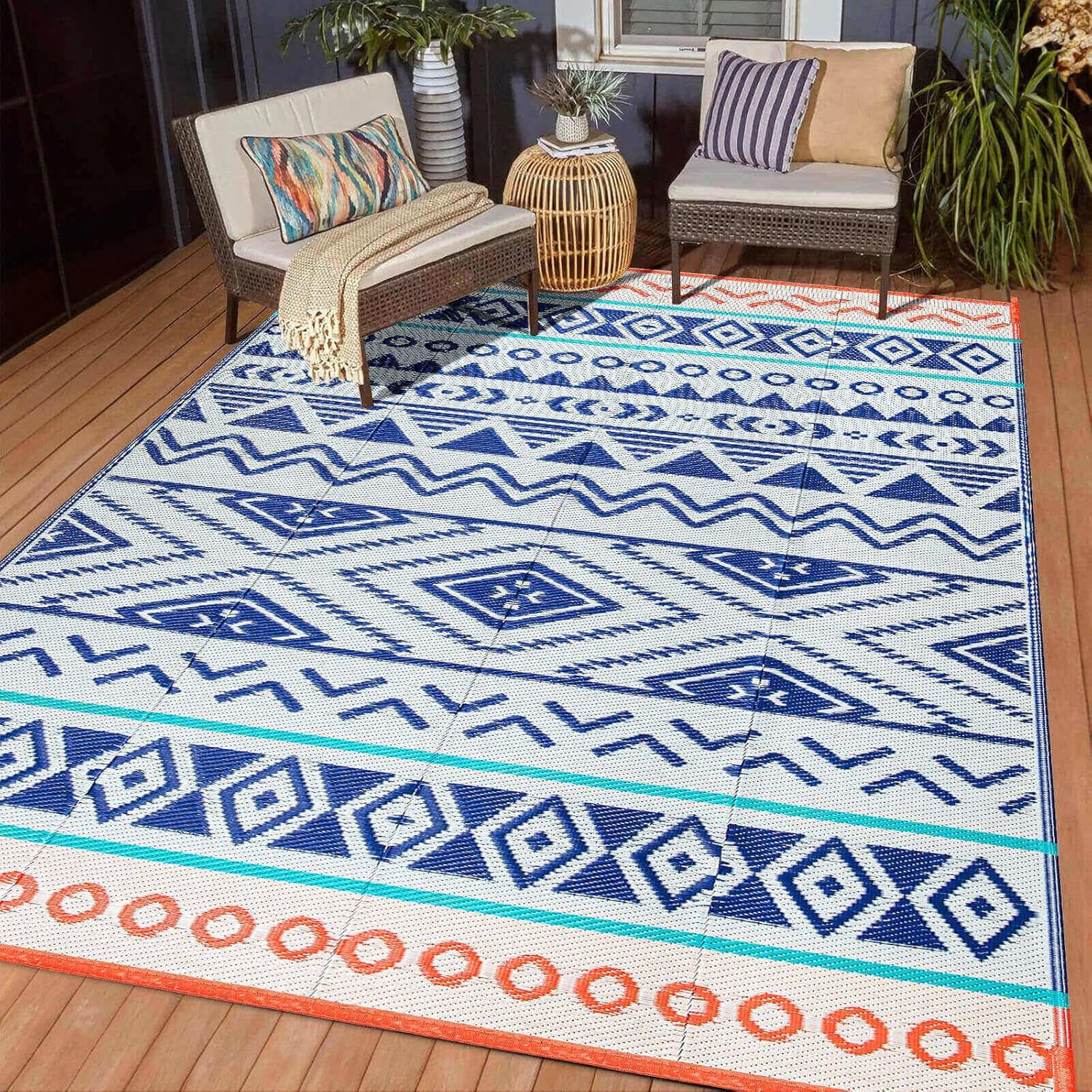 Outdoor Rugs Patio Camping Waterproof – 5×8 Plastic Straw Patio Rug Portable …