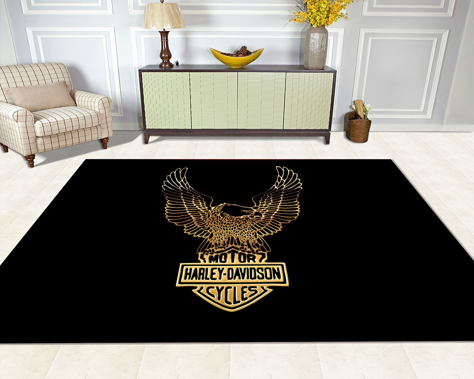 Harley Davidson Rug, Area Rug, For Living Room, Home Decor, Fan Rug, Cool Rug