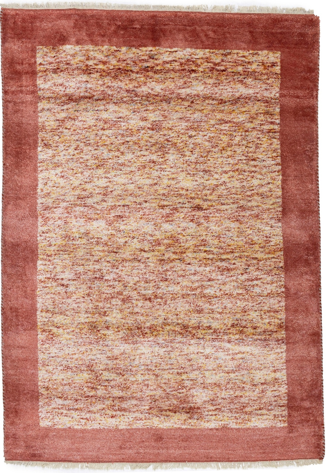 Indo-Gabbeh Maroon Red Tribal Border Style Rug Oriental Modern Carpet 4’6X6’5 ft